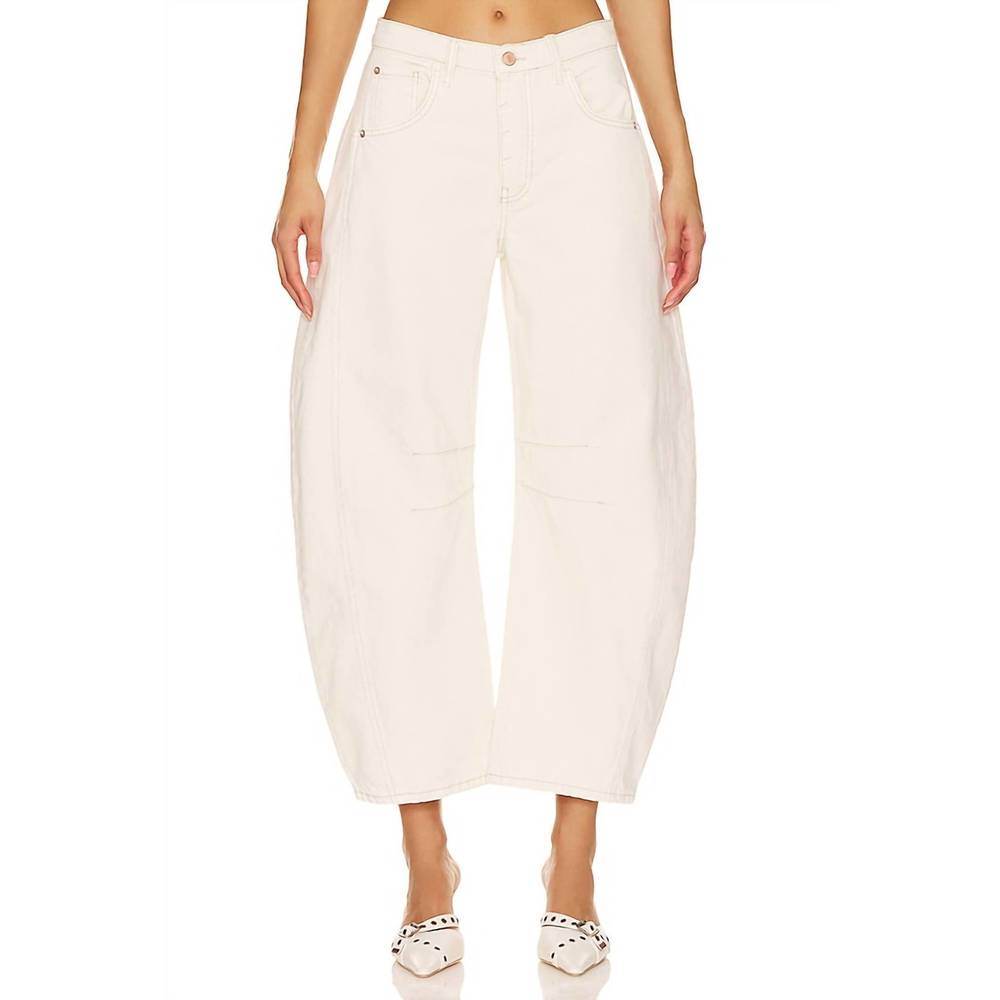 Free People Cream Barrel Jeans